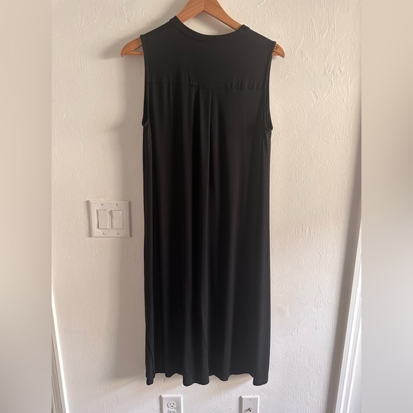 Eileen Fisher Black Sleeveless Button Down Midi Dress in Black sz S - Picture 3 of 5